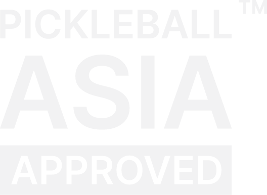 Pickleball Asia Approved mark, white version for dark backgrounds